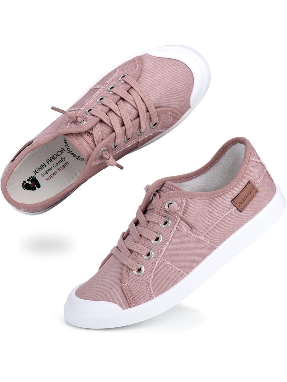 Jenn Ardor Dusty Pink Canvas Lace-Up Sneakers, Size 7